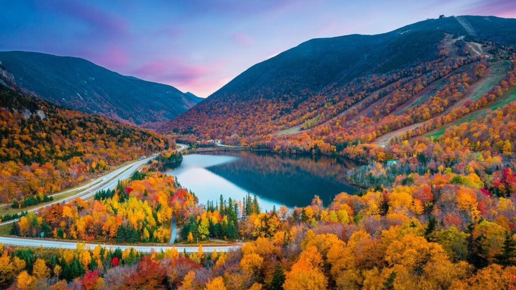 Fall colours in Franconia Notch State Park White Mountain National Forest, New Hampshire, USA